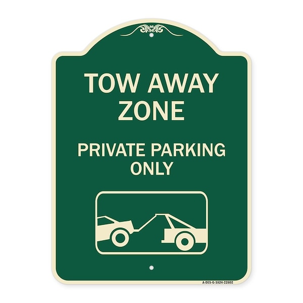 Signmission Tow Away Zone Private Parking W/ Car Towing Heavy-Gauge Aluminum Sign, 24" x 18", G-1824-22802 A-DES-G-1824-22802 - main